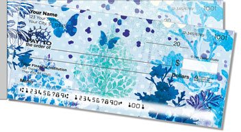 Blue Butterfly Nightfall Side Tear Personalized Checks
