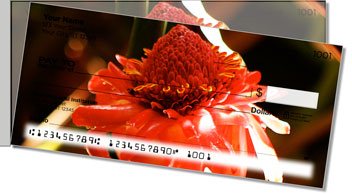 Orange Flower Side Tear Personalized Checks