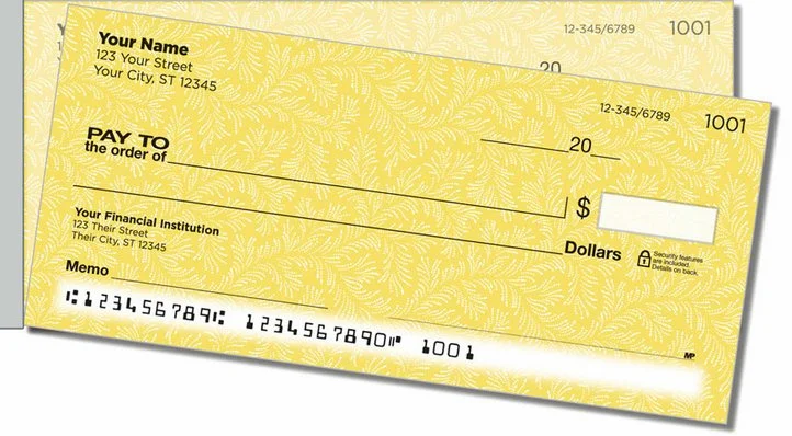 Yellow Leaves Side Tear Personal Checks